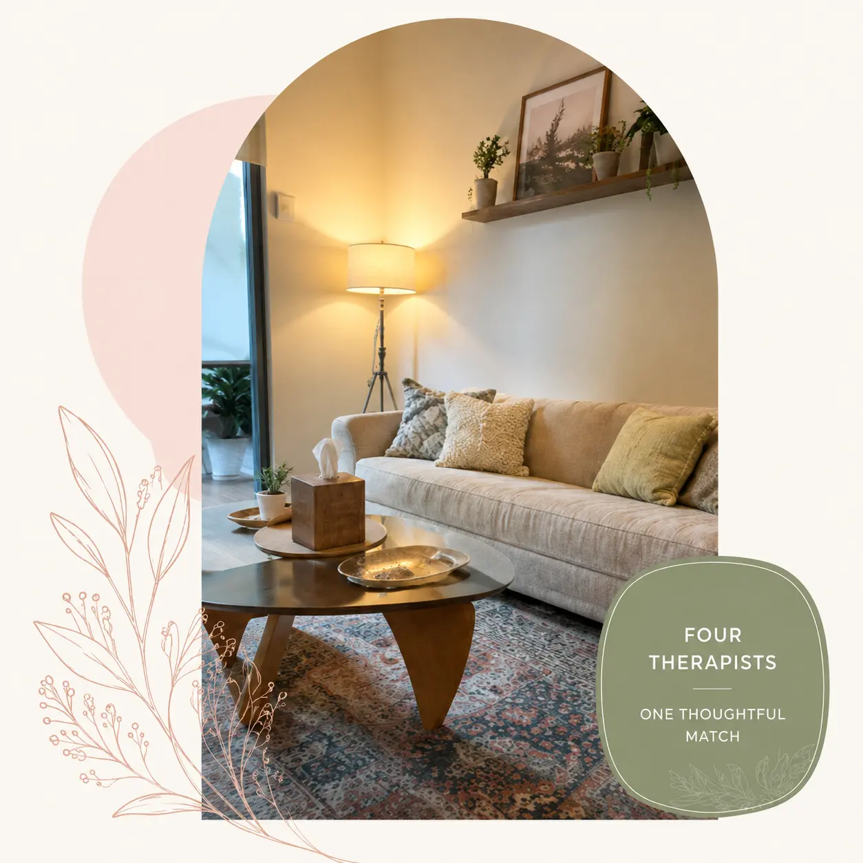 Welcoming therapy office interior at Fearless Counseling in Midtown Kansas City where clients receive personalized mental health counseling